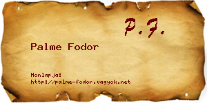 Palme Fodor névjegykártya